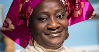 Esther Ibanga wearing a purple headscarf